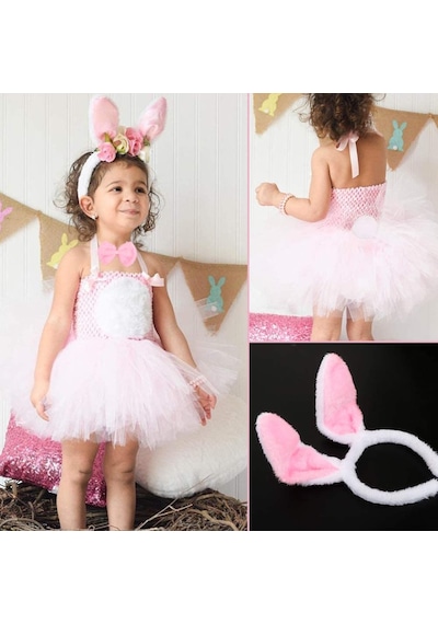 Tavşan Kostüm Seti Taç Papyon Kuyruk Pembe Renk - Zmff-64172 18
