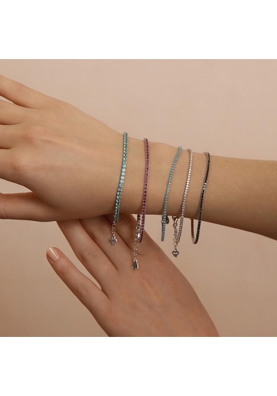 Madam Matmazel Su Yolu Zirkon Taşlı Gümüş Unisex Bileklik 925 Ayar