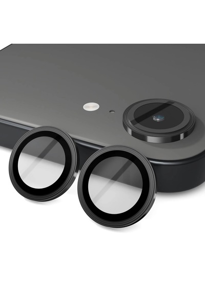 Forzacase İphone 17e İle Uyumlu Kamera Camı Lens Koruyucu Halka Seti - Fc381 Siyah