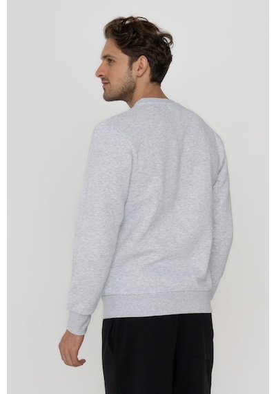 Jack & Jones Erkek Gögüs Logo Baskılı Sweatshirt - Minder 12193076 Beyaz Beyaz Melanj