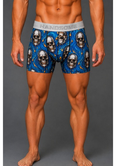 Brem Handsome Mavi Kurukafa Desenli Erkek Boxer Çok Renkli
