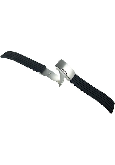 Siyah Klipsli Kauçuk Silikon Saat Kordonu 20mm Akıllı Pimli Ka...