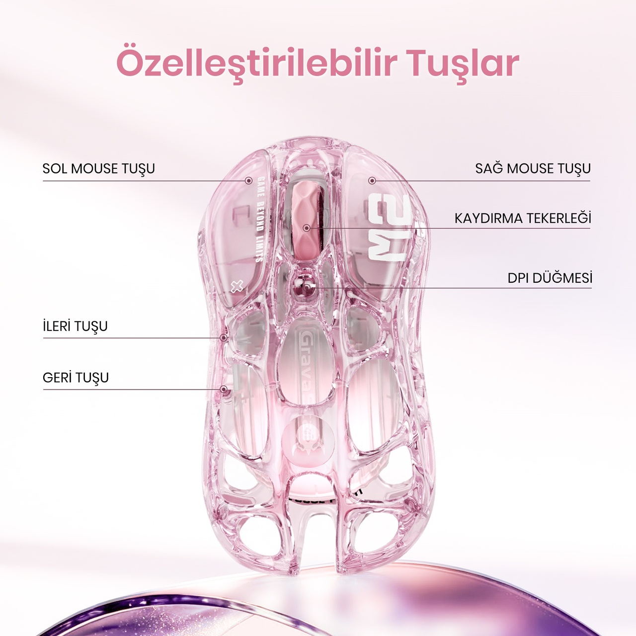Gravastar Mercury K1 Lite Kablosuz Rgb Işıklı Mekanik İngilizce Q Gaming Klavye Ve M2 Optik Mouse Se