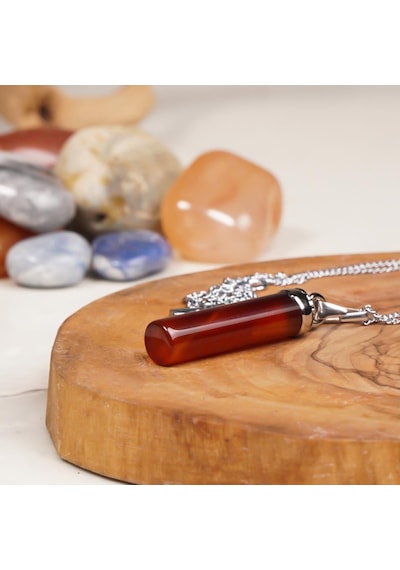 Akik Agate Doğal Taş Kolye Renkli