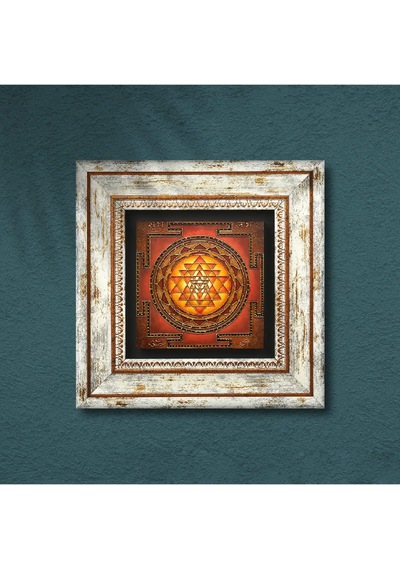 Sri Yantra Taş Duvar Tablosu - Çerçeveli Taş Tablo - Dekoratif Duvar Sanatı - Modern Ev Ve Ofis Duvar Dekoru T1-172