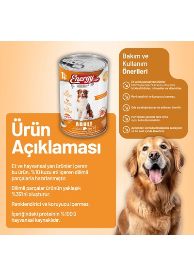 Energy Kuzu Etli Yetişkin Yaş Köpek Maması 400 G - 6 Adet
