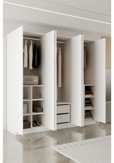 Aeka Ae-2190 Hisar 6 Kapaklı Çok Bölmeli Askılı Ve Raflı Geniş Hacimli Gardırop 210x210 Cm Beyaz Aeka Ae-2190 Hisar 6 Kapaklı Çok Bölmeli Askılı Ve Raflı Geniş Hacimli Gardırop 210x210 Cm Beyaz