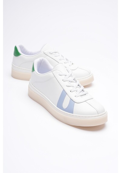 Mubiano Kadın Hakiki Deri Beyaz Mavi Yeşil Spor Ayakkabı Sneakers Casper Beyaz