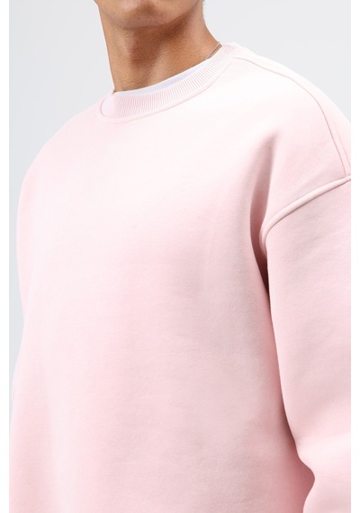 Vamos Basic Oversize Yıkamalı Sweatshirt Pembe