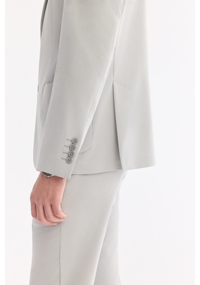 Avva Erkek Gri Mono Yaka Torba Cepli Çift Yırtmaç Astarsız Bi-stretch Comfort Fit Ceket A61y4012