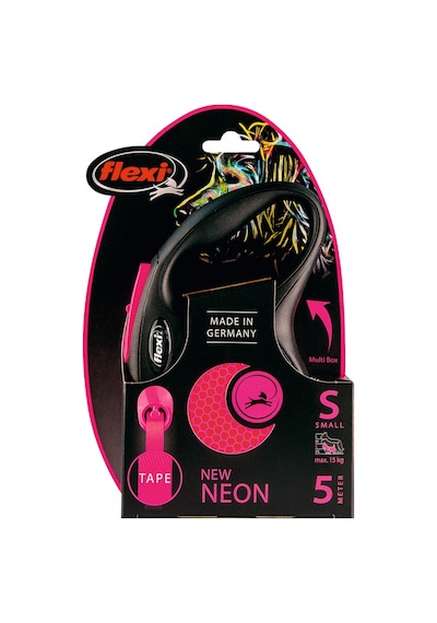 Flexi New Neon Pembe S 5 m Otomatik Şerit Gezdirme Tasması Pembe
