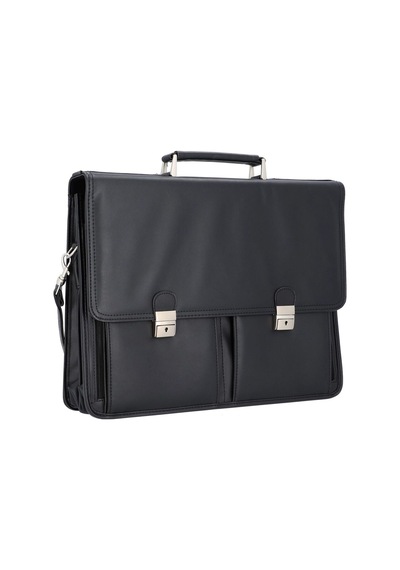 Alassio Veneto Siyah Deri Aktentaşe 42 Cm Laptop Bölmeli 1,87 Kg