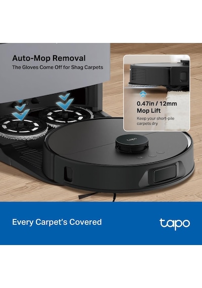 Tapo RV50 Pro Omni 15.000 Pa Robot Süpürge Ve Paspas Siyah