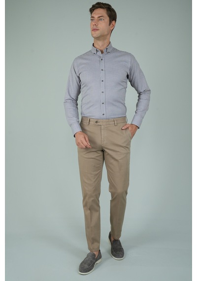 Bisse Bej Pamuklu Chino Pilesiz Erkek Pantolon Pns24k24001 07 Bej