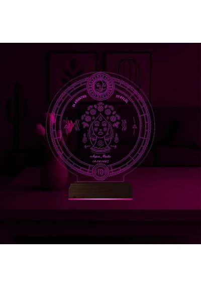 Luvivia Astroloji Başak Burcu Kişiye Özel 3d Lamba - Masa Gece Lambası