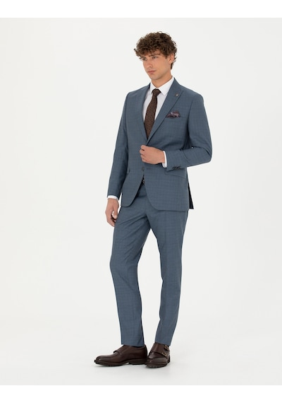 Pierre Cardin %100 Yün Koyu Mavi Ekstra Slim Fit Takım Elbise 50273544-vr032