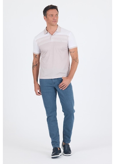 Kısa Kol Baskılı Pike Polo Yaka Cepsiz Slim Fit Tişört 1011250166 Bej