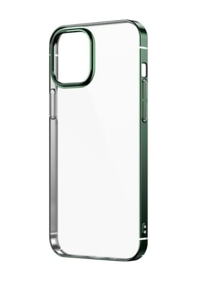 Noktaks - İphone 12 Uyumlu Kılıf Arkası Şeffaf Renkli Kenarlı Pixel Kapak - Açık Yeşil - T17391