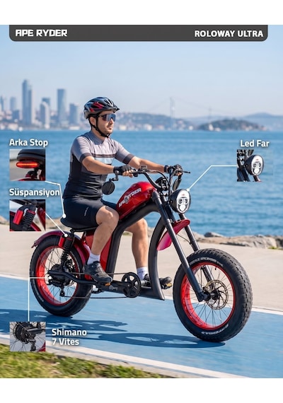 Ape Ryder Roloway Ultra Elektrikli Bisiklet Kırmızı - 1500w