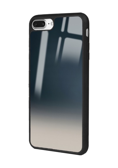 Apple Uyumlu iPhone 7 Plus - 8 Plus Mavi Geçiş Tasarımlı Glossy Telefon Kılıfı Siyah