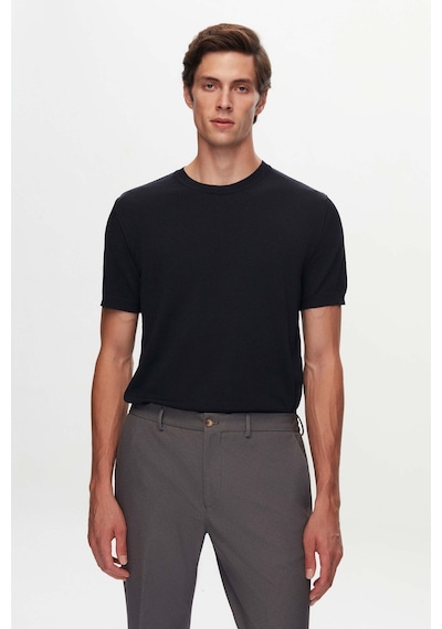 Twn Slim Fit Lacivert Düz Örgü T-shirt 5ef060638904m 101