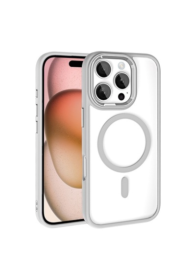 Apple Uyumlu iPhone 16 Pro Max Kılıf Magsafe Şeffaf Arka Yüz Kamera Yükseltili Silikon Nourthkingdom Gold