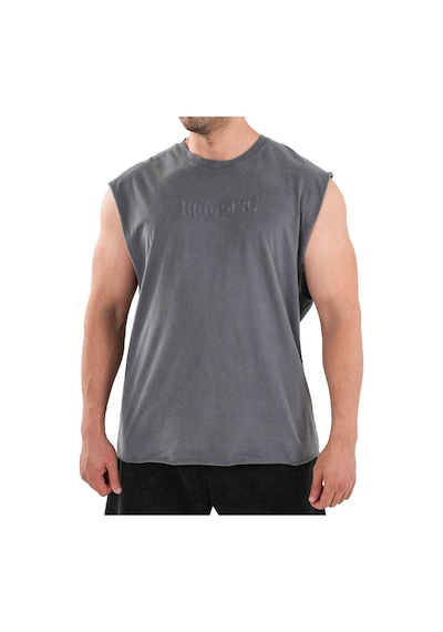 Kingsize Nutrition Kingsize Darksteel Antik Yıkamalı Kolsuz T-shirt Füme Füme