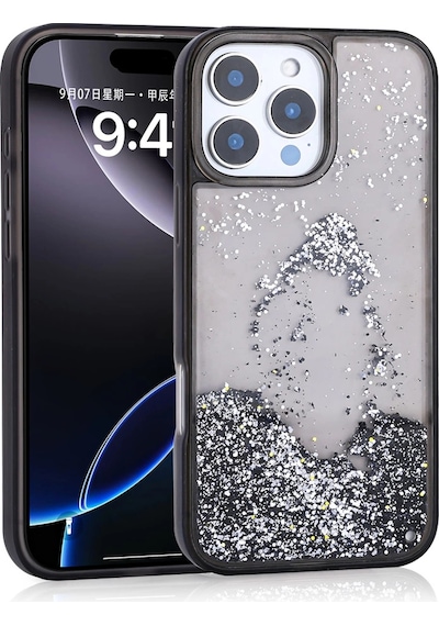 Apple Uyumlu iPhone 15 Pro Max Kılıf Sıvılı Simli Şeffaf Arka Yüzey Zore Keto Silikon Kapak