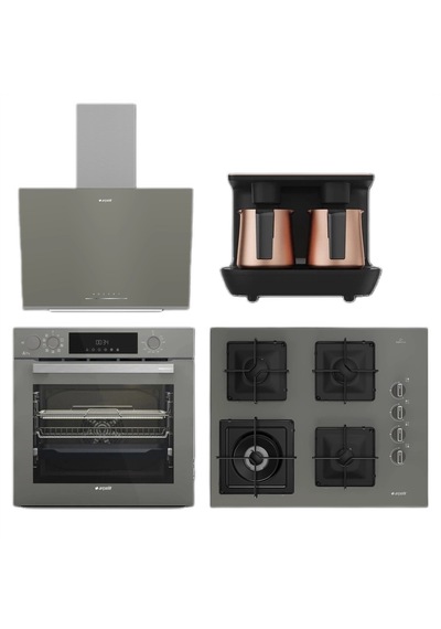 AFC 361 G + OCD K 651 EWG  + ADE 606-2 G Gri Ankastre Set + TKM 9961 G Telve Bakır Türk Kahve Makinesi