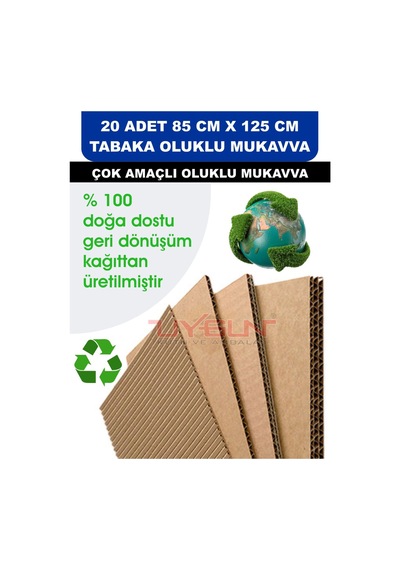 20 Adet 85cm X 125cm Baskısız Tabaka Oluklu Mukavva, Çocuk Etkinlik Kartonu, Maket Kartonu, Kargo Kartonu