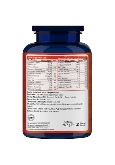 One Up Multivitamin Enerji 30 Kapsül