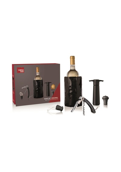 Vacu Vin Şarap Seti 5 Parça - Kutulu - Siyah