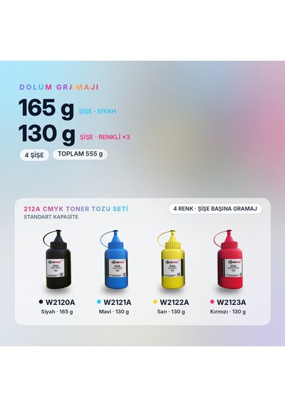 Hp 212a Toner Tozu Takım / Color Laserjet Enterprise M554 / M555 / Mfp M578 / W2120a / W2121a / W2122a / W2123a