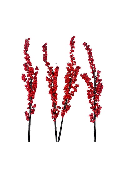 Yapay Çiçek Kokina Uzun Dal 90cm Yılbaşı Çiçeği Red Berry