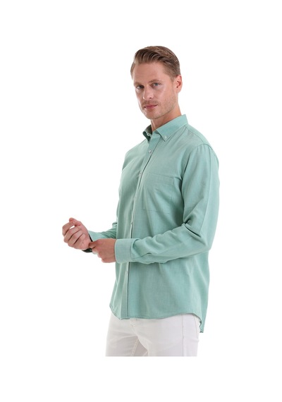 Hatemoğlu Yeşil Comfort Fit Düz 100% Pamuk Düğmeli Yaka Uzun Kollu Casual O Yeşil Hatemoğlu Yeşil Comfort Fit Düz 100% Pamuk Düğmeli Yaka Uzun Kollu Casual O Yeşil