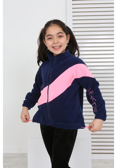 Toontoy Kız Çocuk Dik Yaka Fermuarlı Renk Bloklu Reglan Kol Polar Hırka - Beli Ayarlanabilir Lastikli Lacivert Toontoy Kız Çocuk Dik Yaka Fermuarlı Renk Bloklu Reglan Kol Polar Hırka - Beli Ayarlanabilir Lastikli Lacivert