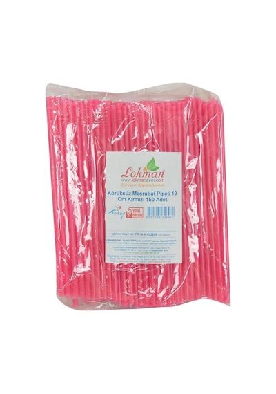 Körüksüz Pipet Ayran Kola Meşrubat Pipeti 19 Cm Kırmızı 150 Adet Paket Diğer