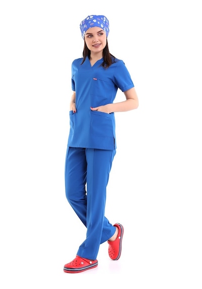 Zarf Yaka Kadın Takım - 56 Saks Mavi-5853-56 Saks Mavi