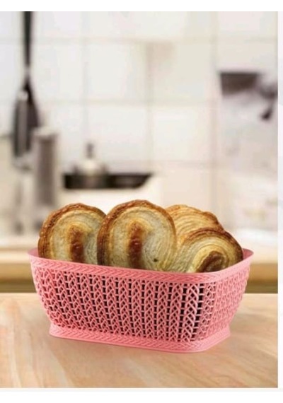 Dikdörtgen Örgü Sepet 3,5lt Rectangular Knitting Basket 3,5 L Pudra Pembe