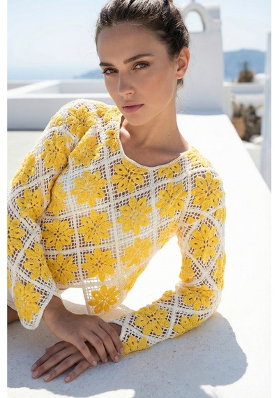 Sayzen Your Shine Çiçek Desenli Dantel Işleme Crop Sayzen Çiçek Desenli Dantel Işleme Crop Sarı