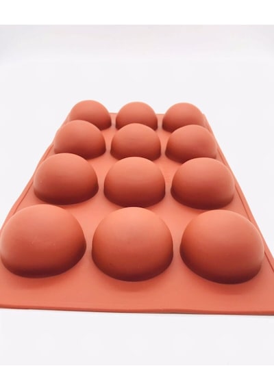 Yarım Küre 12'li Silikon Kek Pasta Buz Kalıbı Ürün 4,5cm Kahverengi Kahverengi