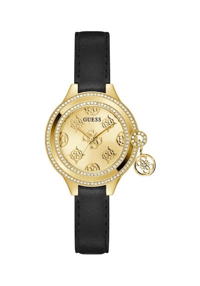 Guess Gugw0684l3 Siyah Deri Kordon Taşlı Kadın Kol Saati