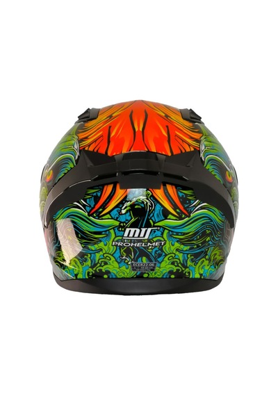 Motoanl Ece 22.r06 Sertifikalı Double Vizör Full Face Kask Azure Yeşil Turuncu Siyah