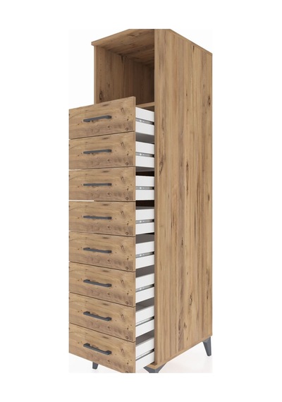 Kronos Dolap Tek Raflı 8 Çekmeceli 44x59x182 Çam-çam Çam