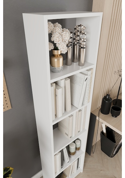 Uludağ 5 Raflı Kitaplık Dekoratif Kitaplık Modern Kitaplık-beyaz Beyaz