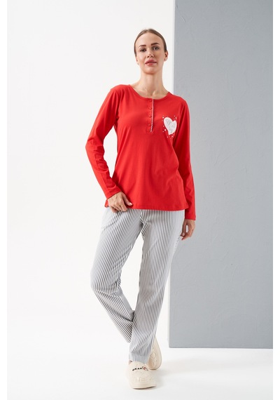 Relax Mode Kadın Kırmızı Patlı Pijama Takımı - 28062r