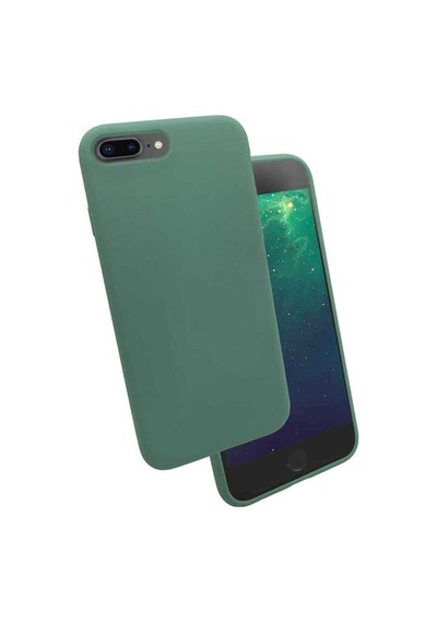 Apple Uyumlu iPhone 8 Plus Kılıf Zore Silk Silikon Koyu Yeşil