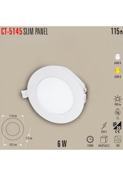 Ct-5145slım Panel 10 Adet Slim Spot - 6 W Gün Işığı