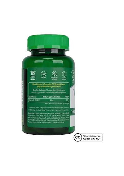 Vitabiotics Ultra Vitamin D3 1000 Iu 50 Çiğnenebilir Form
