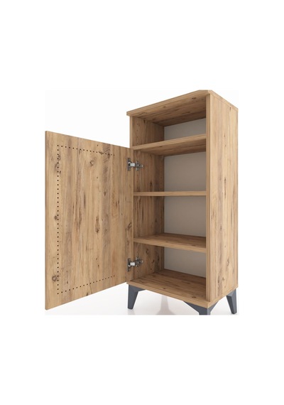 Arges Komodin 3 Raflı Tek Kapaklı 44x30x96 Çam-çam Çam